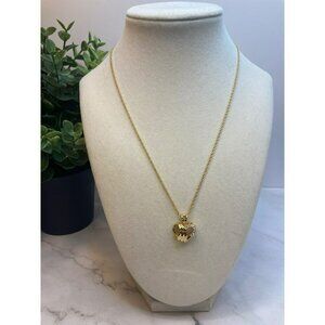Gold-Tone Heart Pendant Necklace With Rhinestone Accents & Rope Chain -138